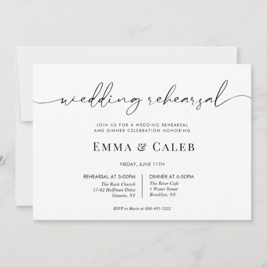 Modern kalligrafie script repetitie diner kaart (Voorkant)