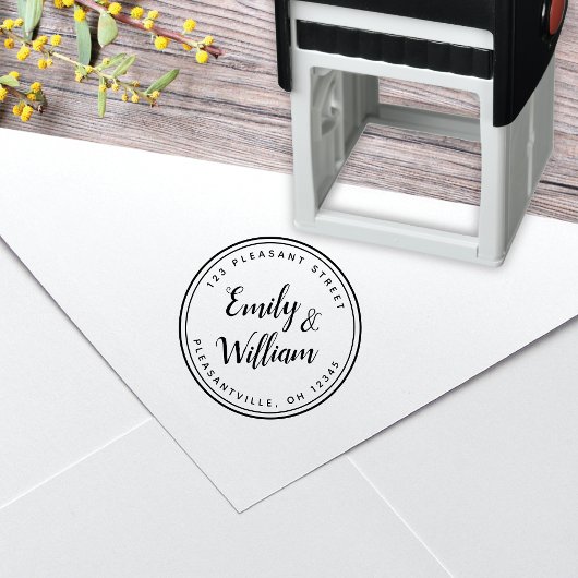 Modern kalligrafie script rond retouradres  zelfinktende stempel