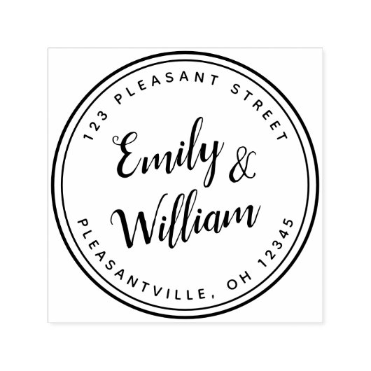 Modern kalligrafie script rond retouradres  zelfinktende stempel (Design)