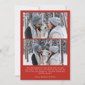 Modern kalligrafie Script rood 3 foto kerst Feestdagenkaart (Achterkant)