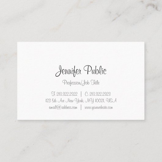 Modern kalligrafie script tekst minimalistische Sj Visitekaartje (Achterkant)