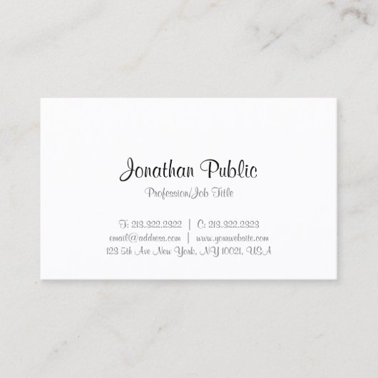 Modern kalligrafie script tekst minimalistische Sj Visitekaartje (Voorkant)