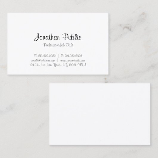 Modern kalligrafie script tekst minimalistische Sj Visitekaartje (Voorkant / Achterkant)