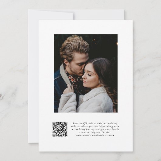 Modern kalligrafie script twee foto QR code Save The Date (Achterkant)
