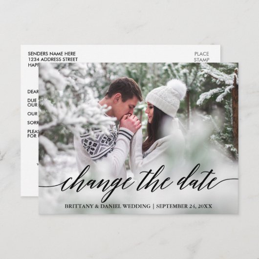 Modern kalligrafie script Verander de datum van de Briefkaart (Voorkant / Achterkant)