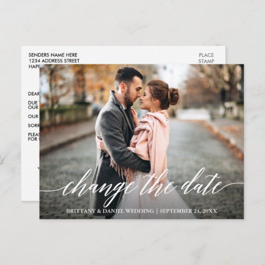 Modern kalligrafie script Verander de datum van de Briefkaart (Voorkant / Achterkant)