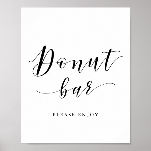 Modern kalligrafie trouwfeest donutbar bord poster (Voorkant)