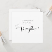 modern kalligrafiefhart Dochter Birthday Kaart (Voorkant / Achterkant in situ)