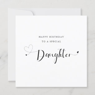 modern kalligrafiefhart Dochter Birthday Kaart