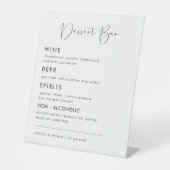 Modern kalligrafiescript bruiloft dessert bar menu reclamebord met voetstuk (Voorkant)