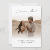 Modern kalligrafiescript Eenvoudige fotobruiloft Bedankkaart (Voorkant)