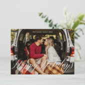 Modern kalligrafiescript Prettige feestdagen Foto  Feestdagenkaart (Staand voorkant)