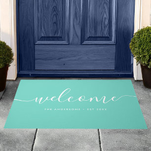 Modern kalligrafiescript Welkom familienaam Deurmat