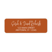 Modern kalligrafisch pompoen Sinaasappel retouradr Etiket (Voorkant)