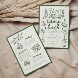 Modern Kampeer Bach Groen Script Meisjesuitje Week Kaart