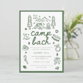 Modern Kampeer Bach Groen Script Meisjesuitje Week Kaart (Staand voorkant)