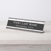 Modern Kantoor desk Naam Bord Marble Gray & White Bureau Naambordje (Voorkant)