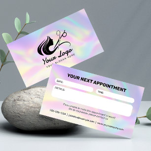 Modern Kappersalon Logo Holografisch Afsprakenkaartje