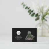 Modern Kapperszaak Emerald Alligator Logo Qr Code Visitekaartje (Staand voorkant)