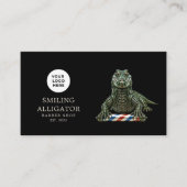 Modern Kapperszaak Emerald Alligator Logo Qr Code Visitekaartje (Voorkant)