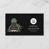Modern Kapperszaak Emerald Alligator Logo Qr Code Visitekaartje (Voorkant)