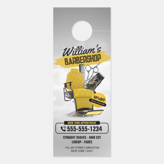 Modern kapperszaak kapperskapsel deurhanger (Achterkant)