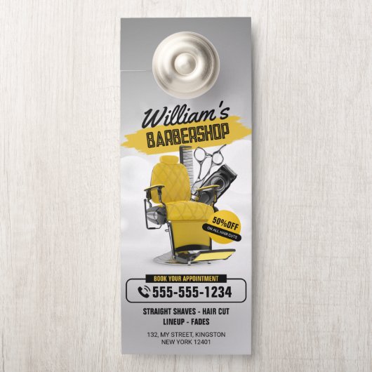 Modern kapperszaak kapperskapsel deurhanger (Op knop)