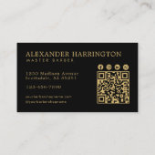 Modern Kapperzaak Gouden Bever Logo Qr Code Visitekaartje (Achterkant)