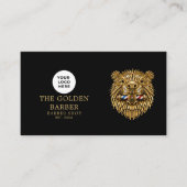 Modern Kapperzaak Gouden Bever Logo Qr Code Visitekaartje (Voorkant)