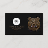 Modern Kapsalon Bronzen Beer Logo Qr Code Visitekaartje (Voorkant)