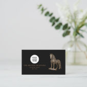 Modern Kapsalon Bronzen Beer Mustang Logo Qr Code Visitekaartje (Staand voorkant)