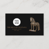 Modern Kapsalon Bronzen Beer Mustang Logo Qr Code Visitekaartje (Voorkant)