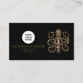 Modern Kapsalon Bronzen Octopus Logo Qr Code Visitekaartje (Voorkant)