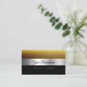 Modern karamelzwart met glanzend zilveren decor visitekaartje (Staand voorkant)
