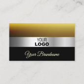 Modern karamelzwart met zilveren decor en Logo Visitekaartje
