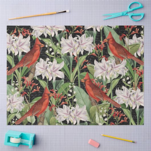 Modern kardinaal Amaryllis Collage Tissue Paper Tissuepapier (Craft)