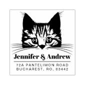 Modern Kat Familie Retouradres Rubberstempel (Afrduk)