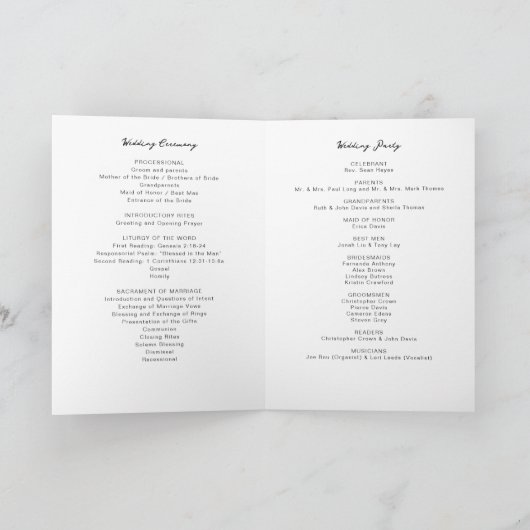 Modern Katholiek Huwelijk Mis Programma Boekje (Binnen)