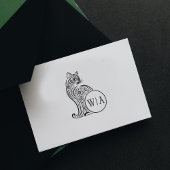 Modern kattenmonogram rubberstempel