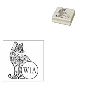 Modern  kattenmonogram rubberstempel (Gestempeld)