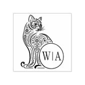 Modern  kattenmonogram rubberstempel (Afrduk)