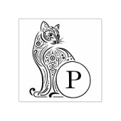 Modern  kattenmonogram rubberstempel (Afrduk)