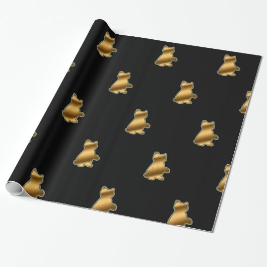 Modern kattepapier met zwarte omloop cadeaupapier (Uitgerold)