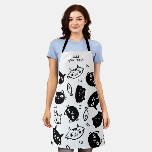 Modern Kawaii Funny Black White Cute Cats Pattern Schort (Gedragen)