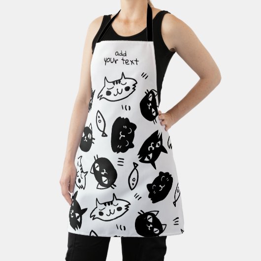 Modern Kawaii Funny Black White Cute Cats Pattern Schort (Insitu)