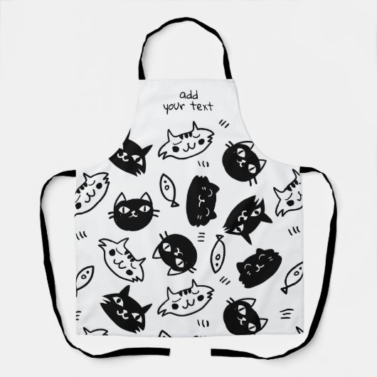 Modern Kawaii Funny Black White Cute Cats Pattern Schort (Voorkant)