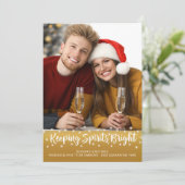 Modern KEEPING SPIRITS BRIGHT Fairy Lights Gold Feestdagenkaart (Staand voorkant)