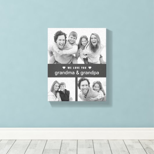 Modern Keepomwille Black en White Photos Grandpare Canvas Afdruk (Insitu (Houten vloer))