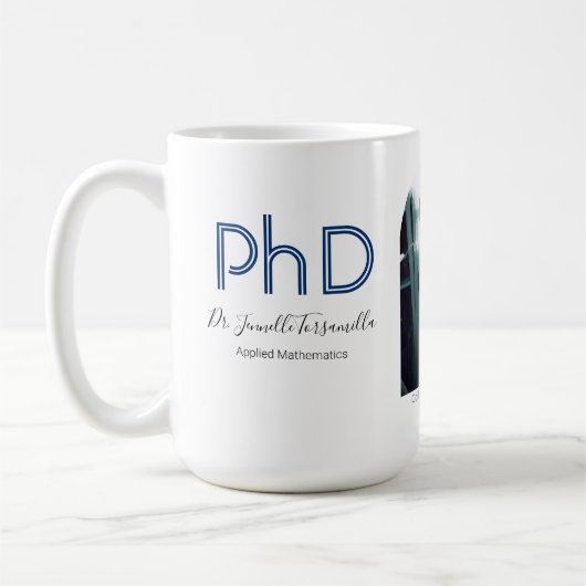 Modern Keepomwille Blue Photo PhD Afstuderen Koffiemok (Links)