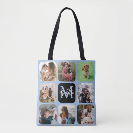 Modern Keepomwille Photo Collage Monogram Canvas t Tote Bag (Voorkant)